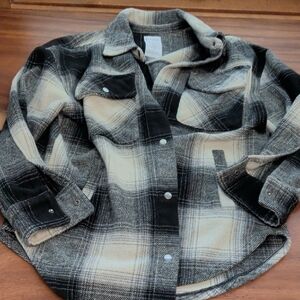 Fornia Men’s Black & White Heavy Flannel Metal Snap Shirt XS